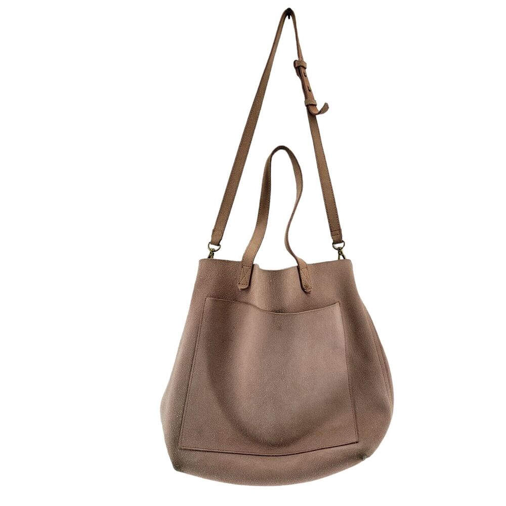 Madewell Pink Suede Tote Bag With Detachable Crossbody Strap 12 X 11 X 6 Unlined